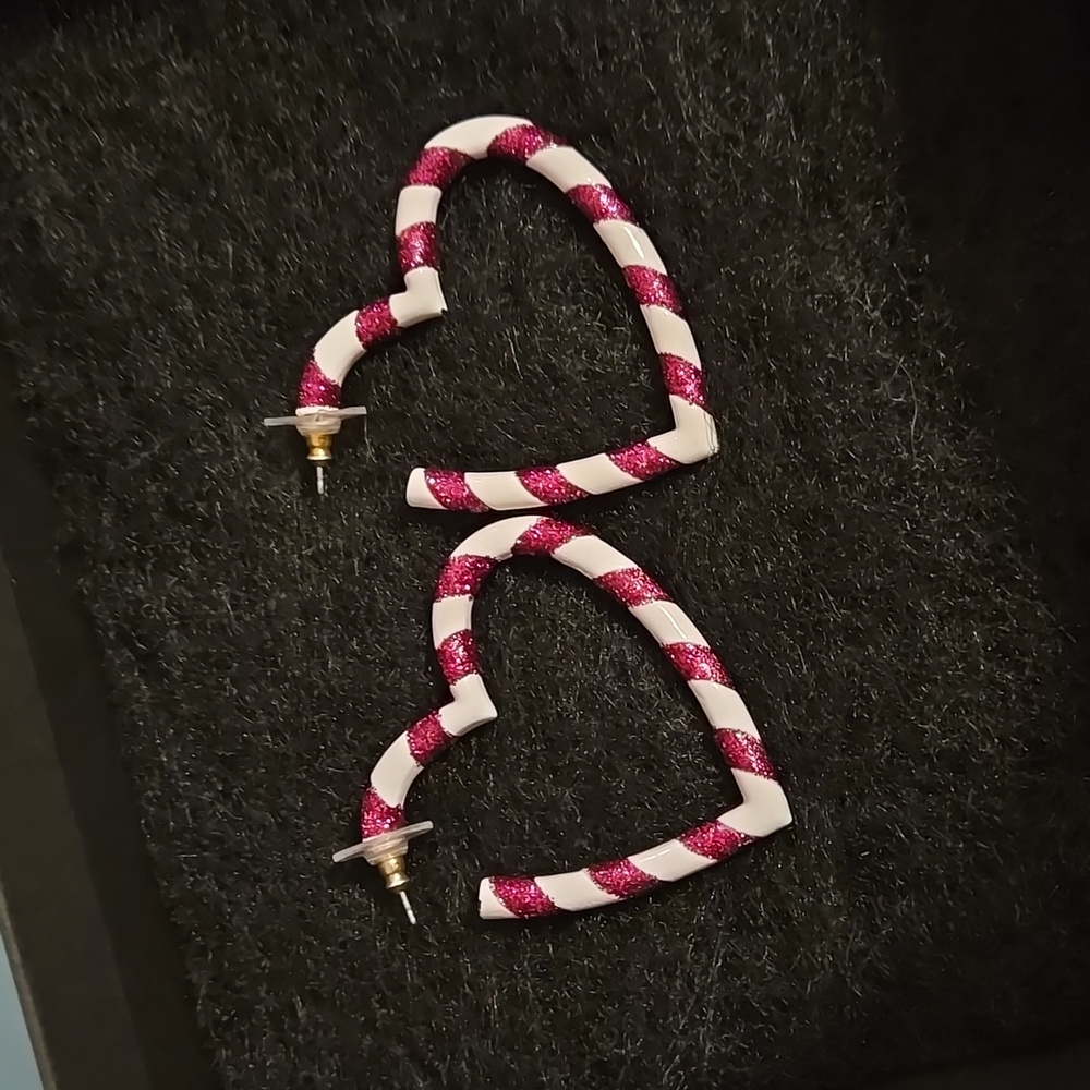 Candy cane heart betsey Johnson earrings